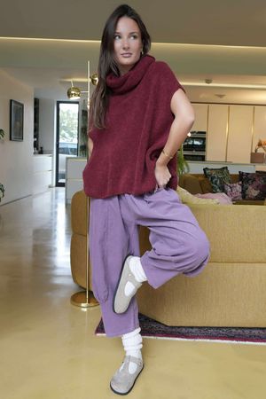 Morag Cowl Knit Tank Burgundy **